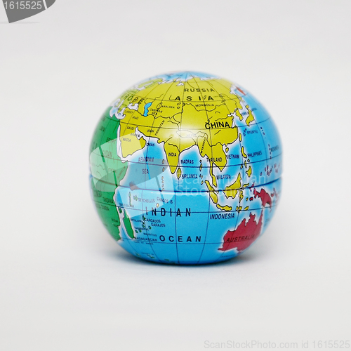 Image of close up of globe on white background 