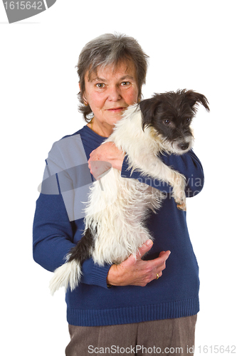 Image of Female senior with puppy 