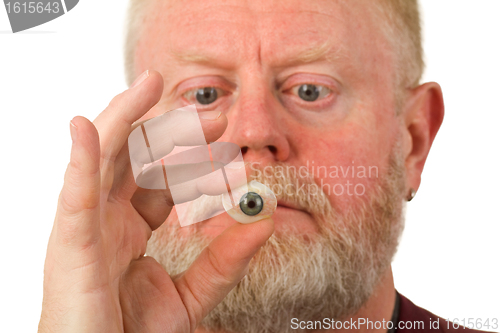 Image of Ophthalmologist holding glass eye