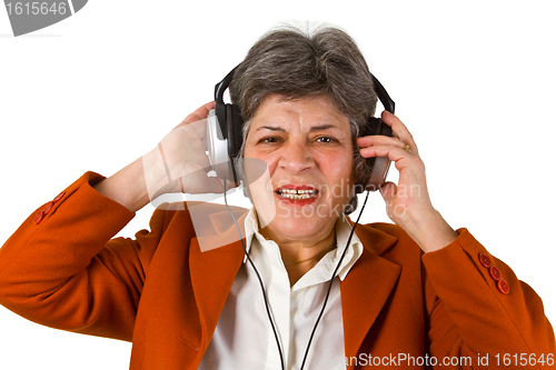 Image of Female senior with headphone