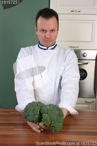 Image of Chef and broccoli