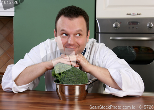 Image of Chef and broccoli