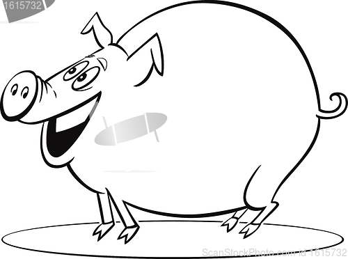Image of Cartoon pig coloring page