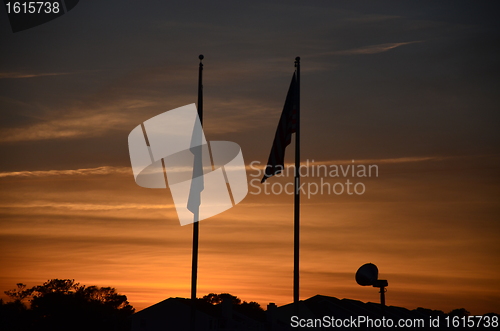 Image of Flags at night