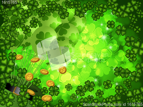 Image of Shamrock Four Leaf Clover Background with Balloons