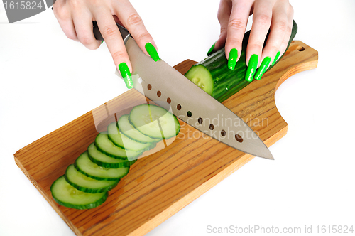 Image of Cutting cucumbers