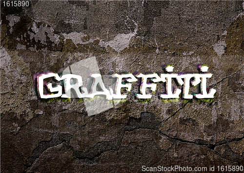 Image of graffiti word wrote on brick wall