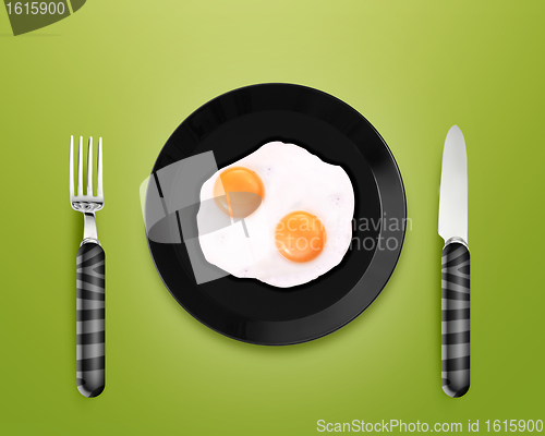 Image of Two fried eggs on a Plate