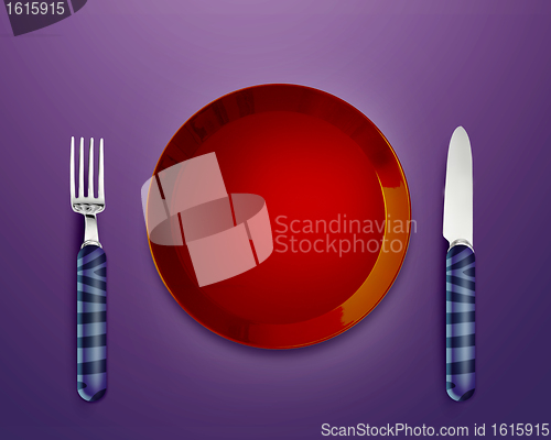 Image of Empty Plate with knife and fork