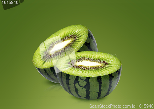 Image of Water melon and kiwi inside