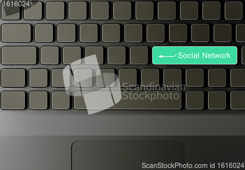 Image of Keyboard with Green social network button