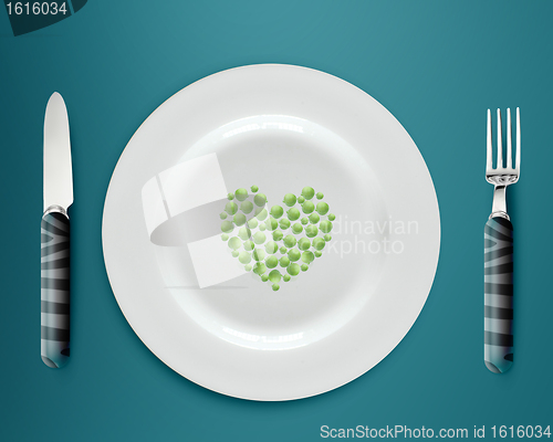 Image of  green peas on  plate