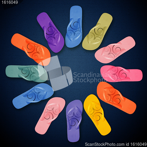 Image of Colorful Flip Flops on circle shape