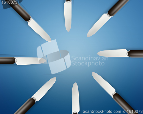 Image of Empty copy space circle in set of knives