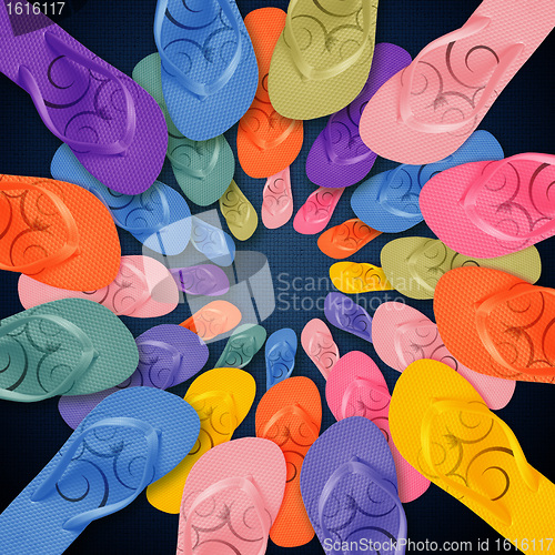 Image of Colorful Flip Flops on circle shape