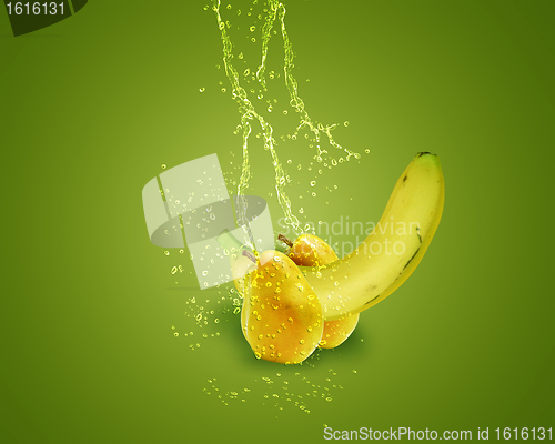 Image of Fresh banana and pear