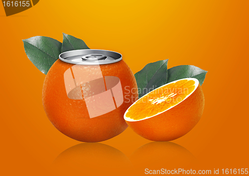 Image of Orange can and half orange