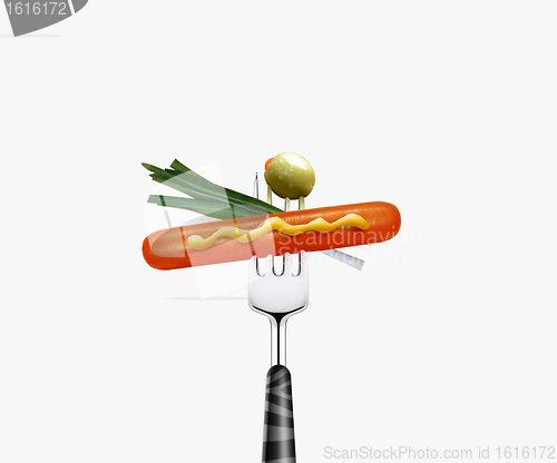 Image of Hotdog on fork