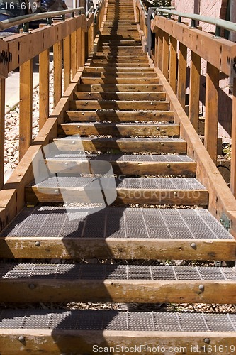 Image of Wooden Stairs going up in the City