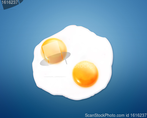 Image of Fried egg on Blue background