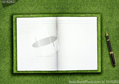 Image of Blank book on grass