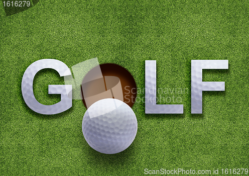 Image of Golf word on green grass