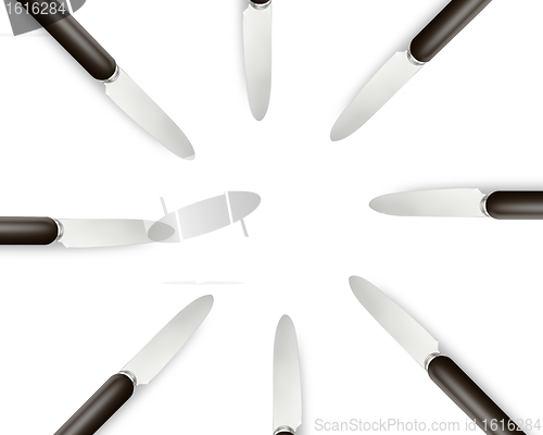 Image of Empty copy space circle in set of knives