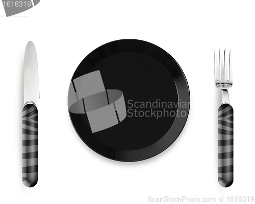 Image of Empty Plate with knife and fork