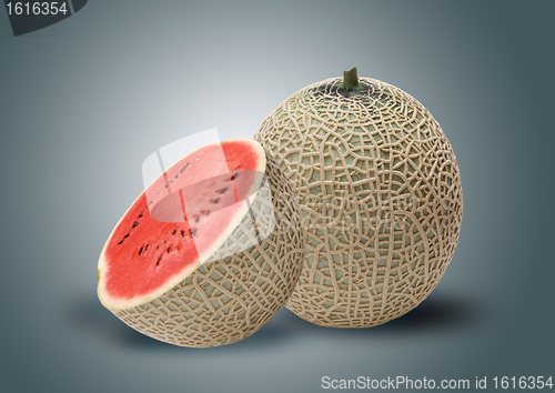 Image of Melon and red water melon inside