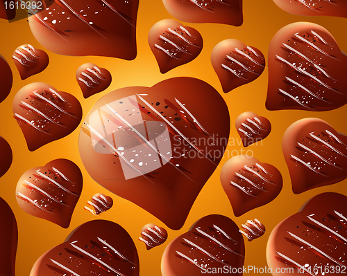 Image of Seamless chocolate hearts background 