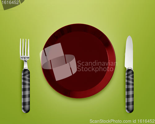 Image of Empty Plate with knife and fork
