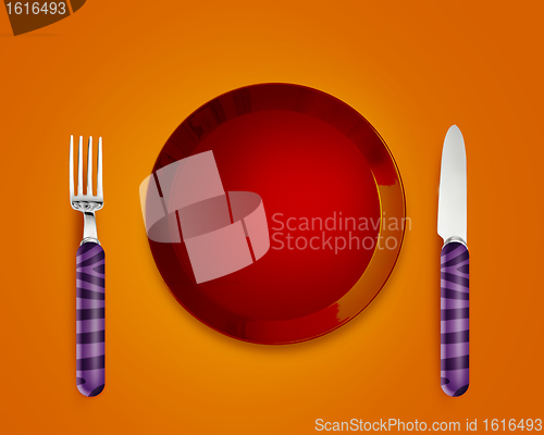 Image of Empty Plate with knife and fork