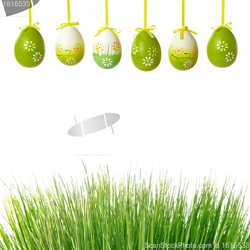 Image of green grass and easter eggs