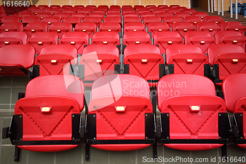 Image of Bright red stadium seats