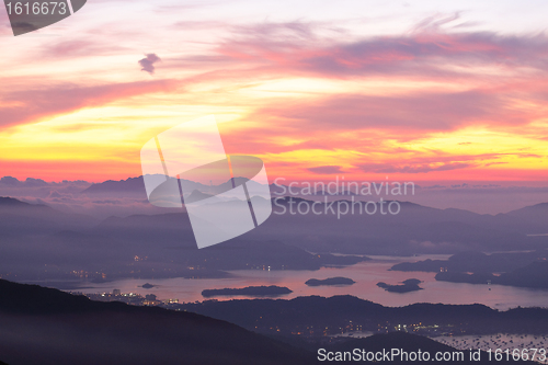 Image of sunset in the mountains 