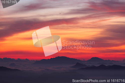 Image of sunset in the mountains 