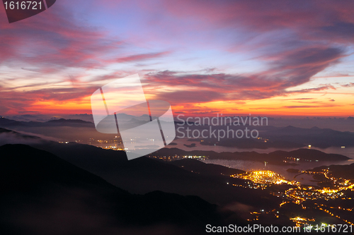 Image of sunset in the mountains 