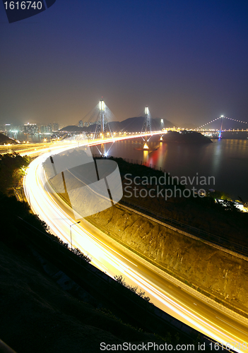 Image of busy traffic night in finance urban 