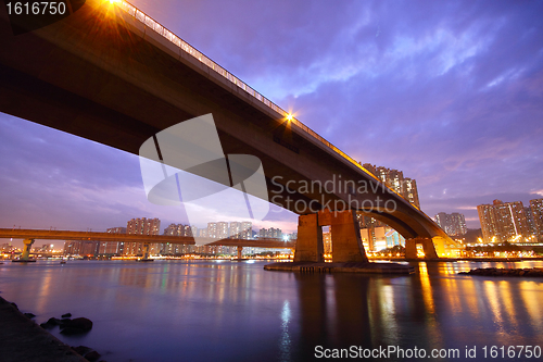 Image of bridge at sunset