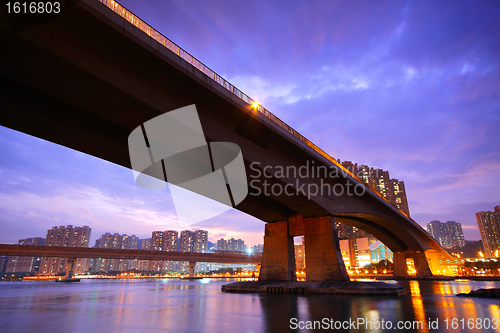 Image of bridge at sunset