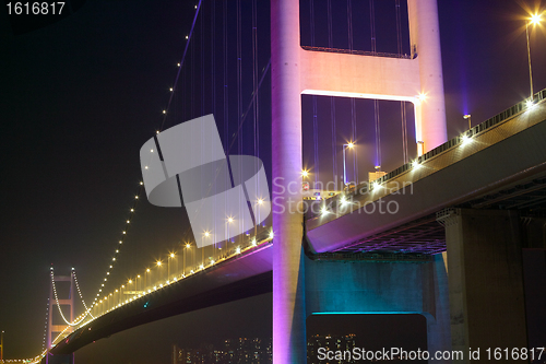 Image of night scene of Tsing Ma bridge 