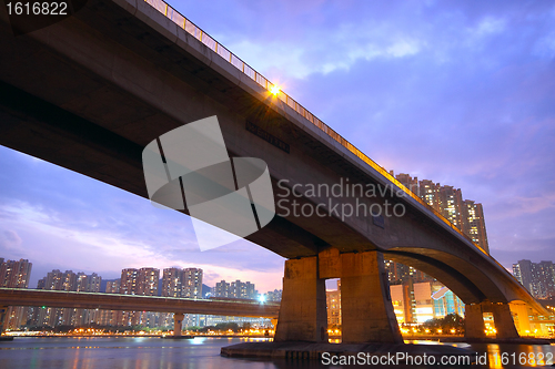 Image of bridge at sunset