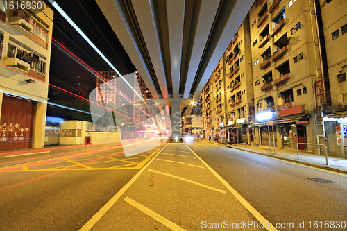 Image of traffic in city at night