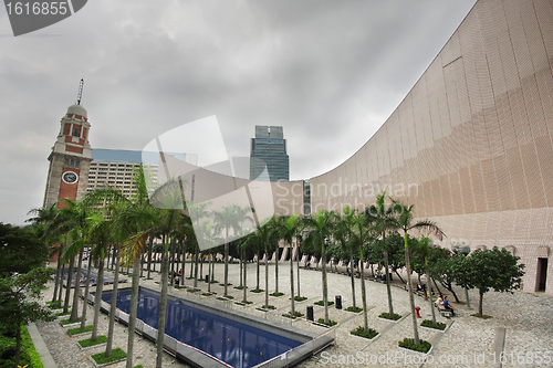 Image of Architecture structure of Hong Kong Cultural Centre over sky