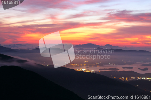 Image of sunset in the mountains 