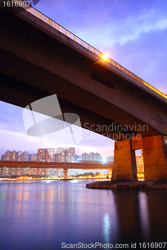 Image of bridge at sunset