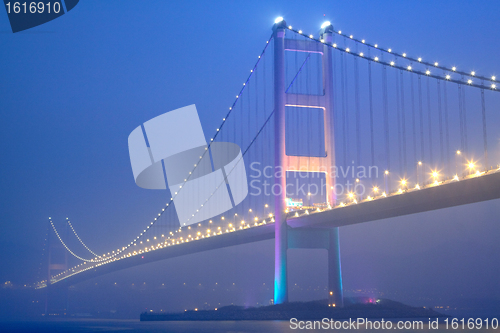 Image of night scene of Tsing Ma bridge 