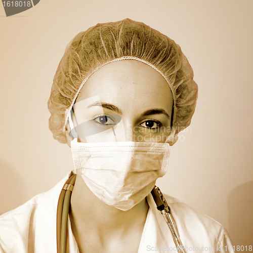 Image of Portrait of a young doctor with stethoscope.