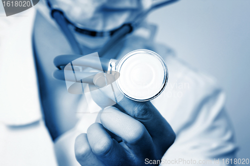 Image of Portrait of a young doctor with stethoscope.