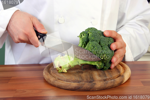 Image of Chef and broccoli
